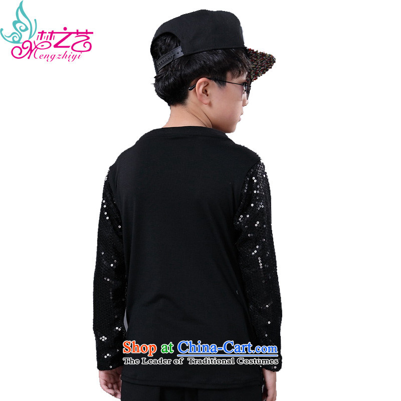 Children will jazz dance hip hop dance services boys hip hop dance on the street, serving hip-hop film costumes and girls black T-shirt hangtags 150-160cm, dreams for 160 arts , , , shopping on the Internet