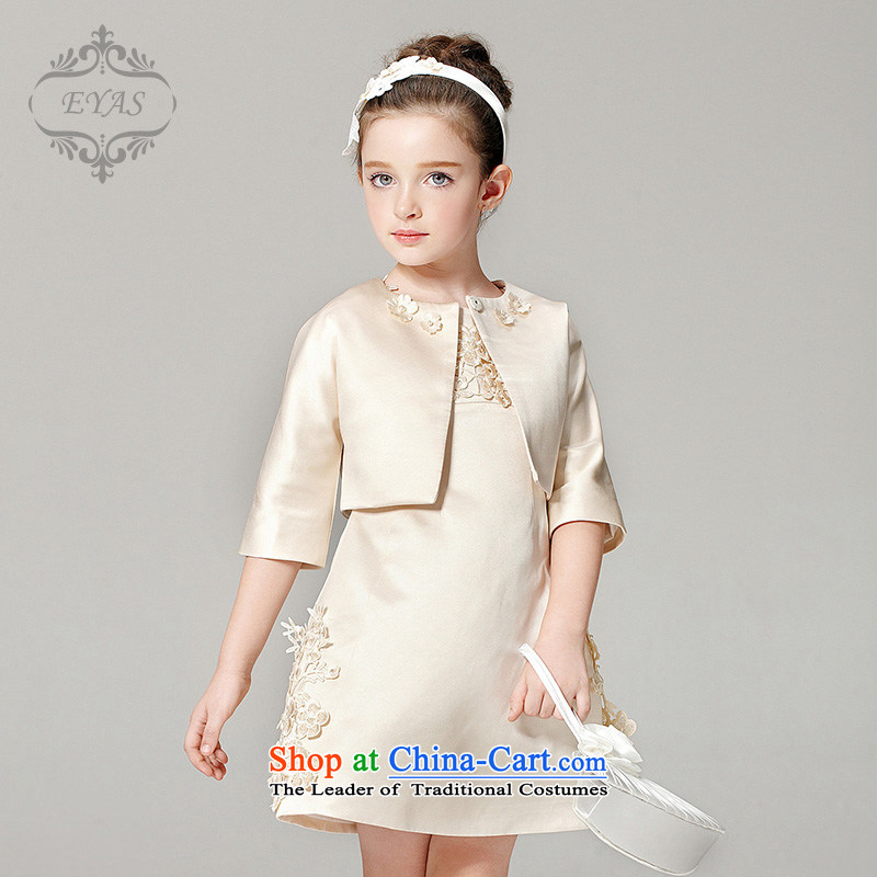 Eyas of children's wear girls Fall/Winter 2015 new kit two small wind A Skirt Heung-coats of children of 7 to cuff dress skirt champagne color 150cm( ),EYAS,,, spot shopping on the Internet