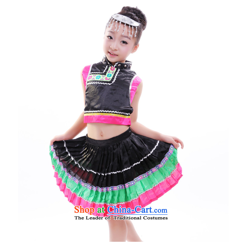 Children will stage costume of Ethnic Dances Miao Yi 61 children clothing will girls black 140 Crown monkey , , , shopping on the Internet