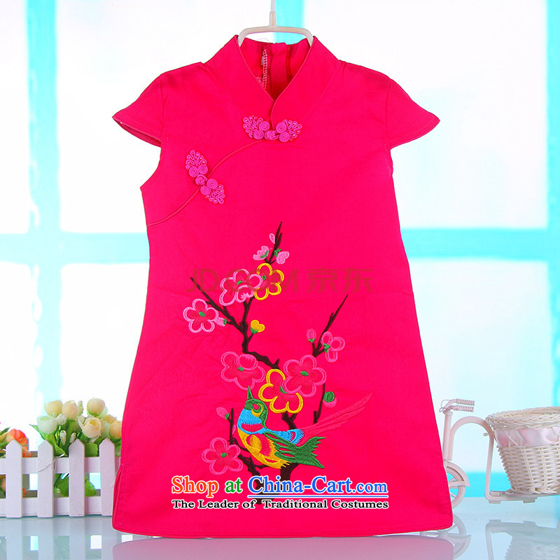 Small and more new child qipao 2015 girls in spring and summer cotton princess skirts little girl Tang Dynasty Chinese Pink dresses 90 small and Dodo xiaotuduoduo) , , , shopping on the Internet