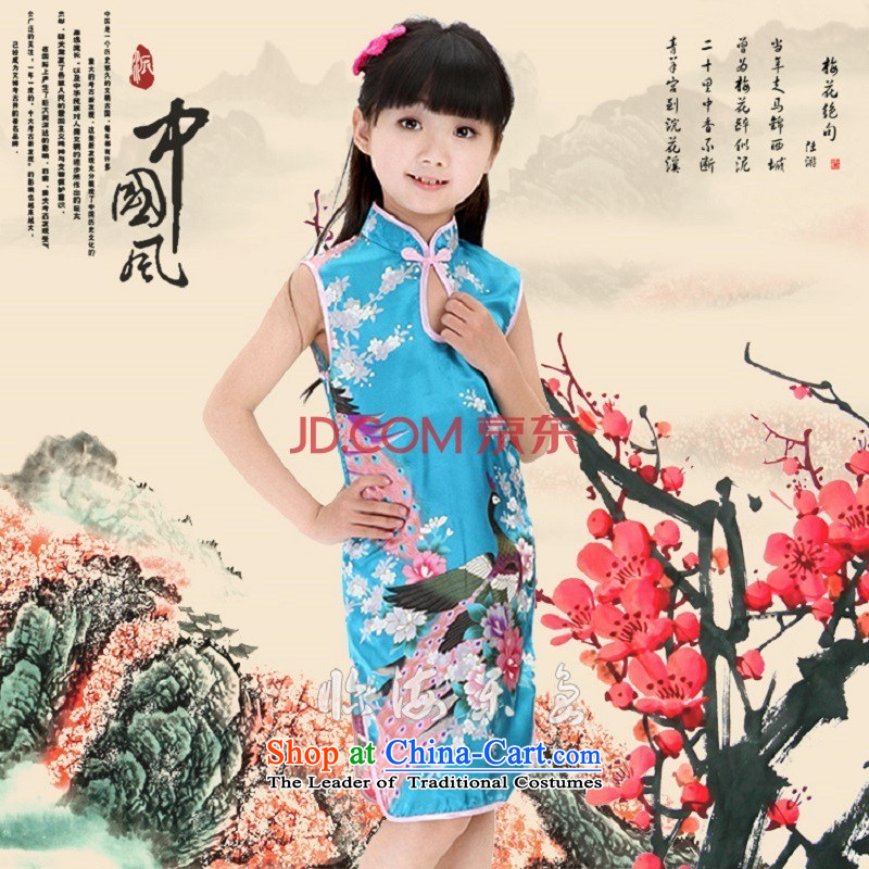Children cheongsam dress princess girls summer cotton dress qipao Tang dynasty of children's wear kid guzheng will Bunnies Dordoi stylish cheongsam pink?110