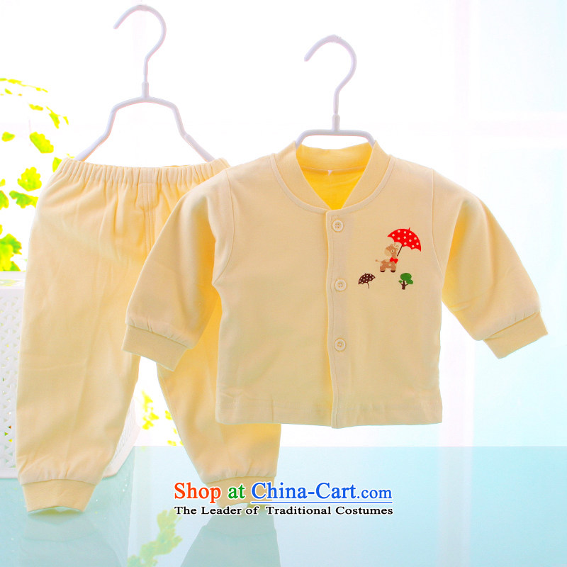 Infant jumpsuits two kit installed during the spring and autumn 0-1 year old men and women baby clothes half pure cotton yellow 59cm, Bunnies Dodo xiaotuduoduo) , , , shopping on the Internet