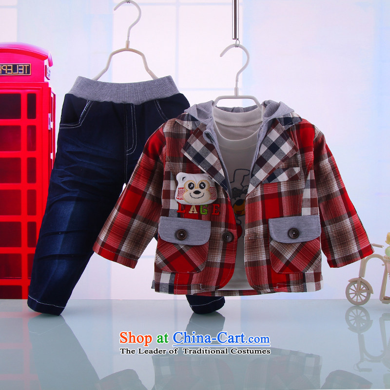 Male children and infant children by 2015 baby clothes in spring and autumn spring casual sports Kit 3 red?73cm