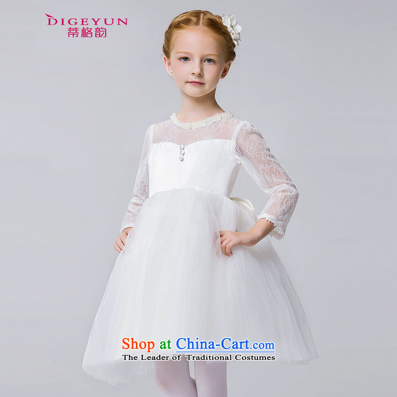 The new 2015 autumn and winter Princess long-sleeved gown children skirt dress skirt Flower Girls will dress girls wedding White?150