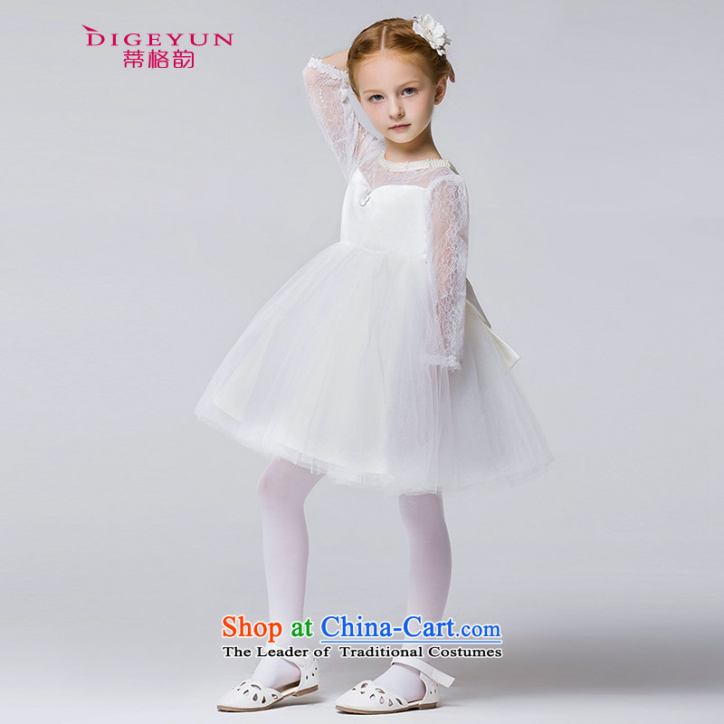 The new 2015 autumn and winter Princess long-sleeved gown children skirt dress skirt Flower Girls will dress girls wedding white 150, the TPLF DIGEYUN () , , , shopping on the Internet