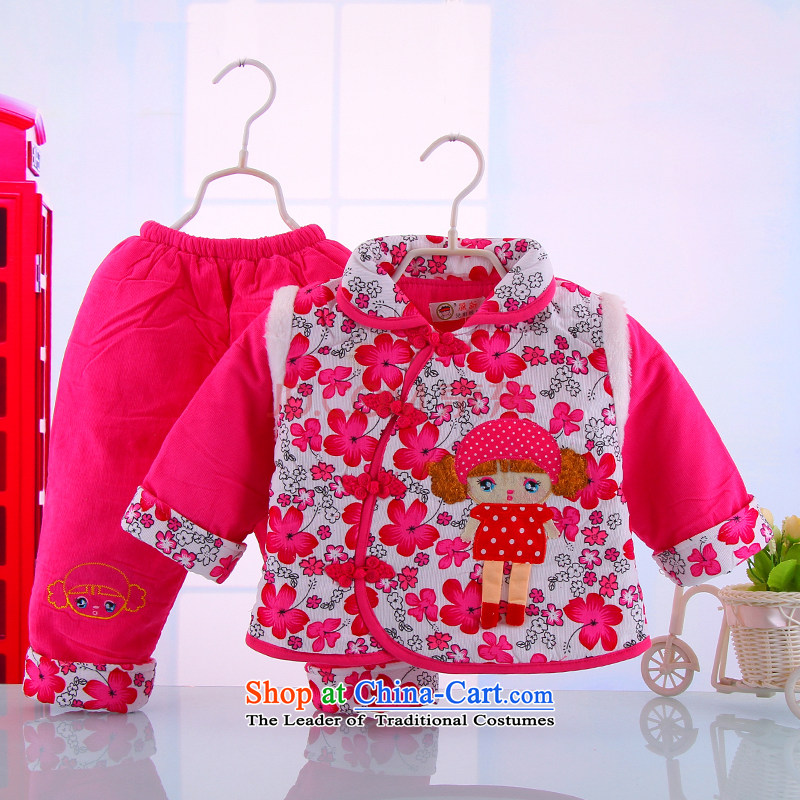 The baby boy children's wear Tang dynasty children Fall_Winter Collections cotton waffle infant garment festive Children sets pink 73