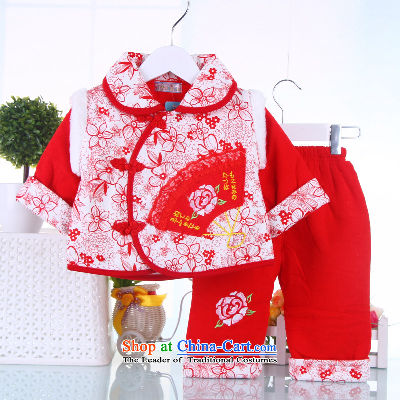 2015 winter clothing new children's wear your baby coat thick Tang dynasty and infant children's clothes New Year Day hundreds years dress Red80