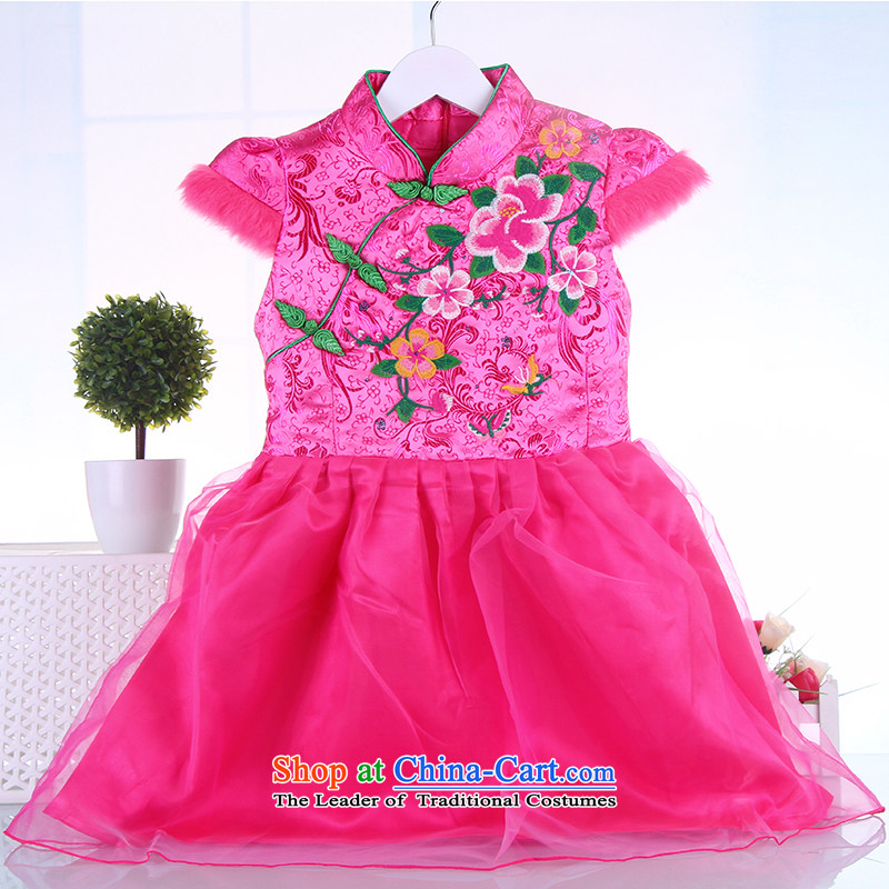The girl child skirts autumn and winter cheongsam dress infant baby princess dress skirts national performances Tang red 150, small and Dodo xiaotuduoduo) , , , shopping on the Internet
