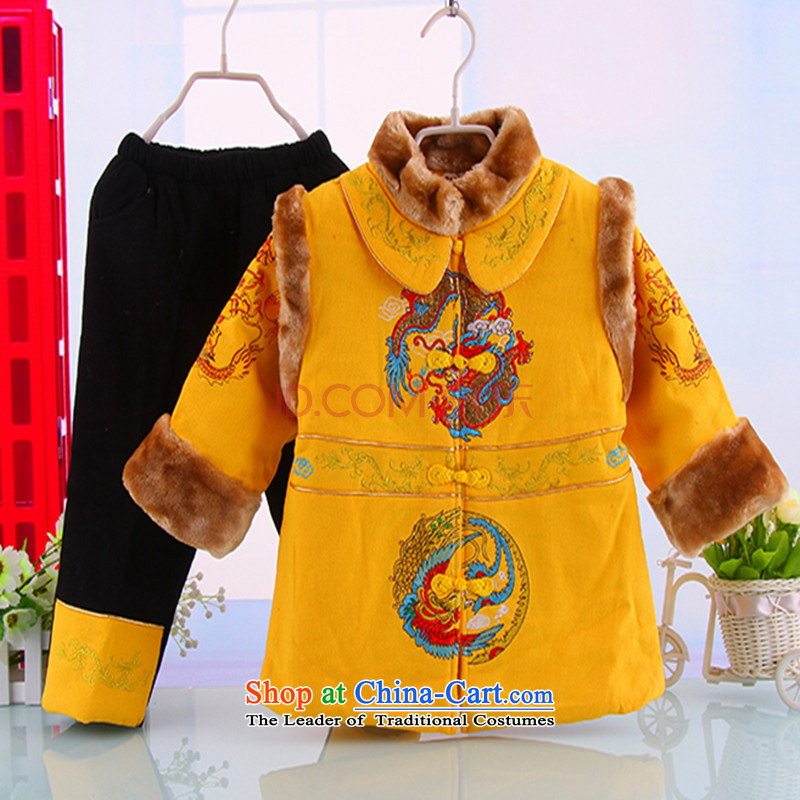 The new Child Tang dynasty boy Tang Dynasty Package thin cotton autumn and winter festival baby boy aged 3-7 year Kit Yellow?110