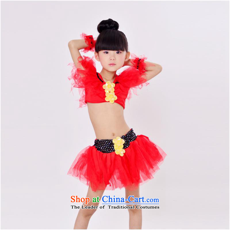 The new children's dance children serving Latin dance show services on-chip-Latin dance skirt girls costumes and green 120-130 and involved (rvie.) , , , shopping on the Internet