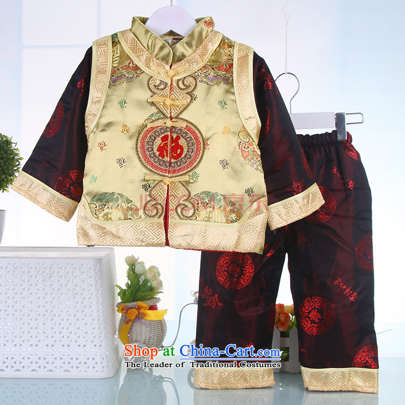 2015 Winter, Boy long-sleeved damask Tang Dynasty Package 100 days baby birthday Dress Photography services 80 points of blue and shopping on the Internet has been pressed.