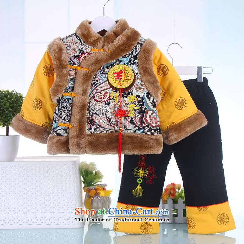 Male children Tang dynasty new winter clothing thick cotton 0-1-2-3 half-year-old infant girl baby Tang dynasty costume yellow 110, and point of shopping on the Internet has been pressed.