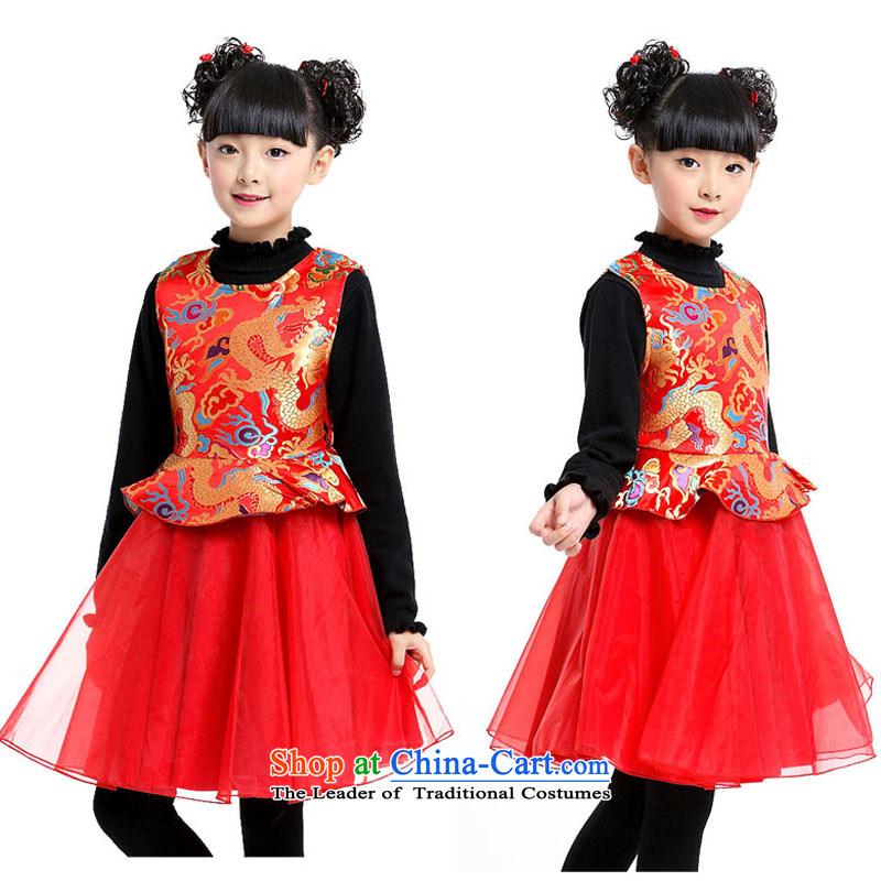 The risk of the bubbling children will dress girls qipao winter New Year Services China wind red 150 code