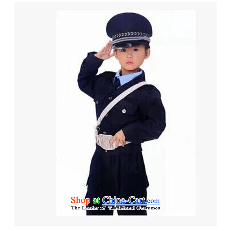 The new police uniform uniform kindergarten children for boys and girls to show small police uniforms wearing the uniform of the police performance of small children long-sleeved men 6 piece 120 Height