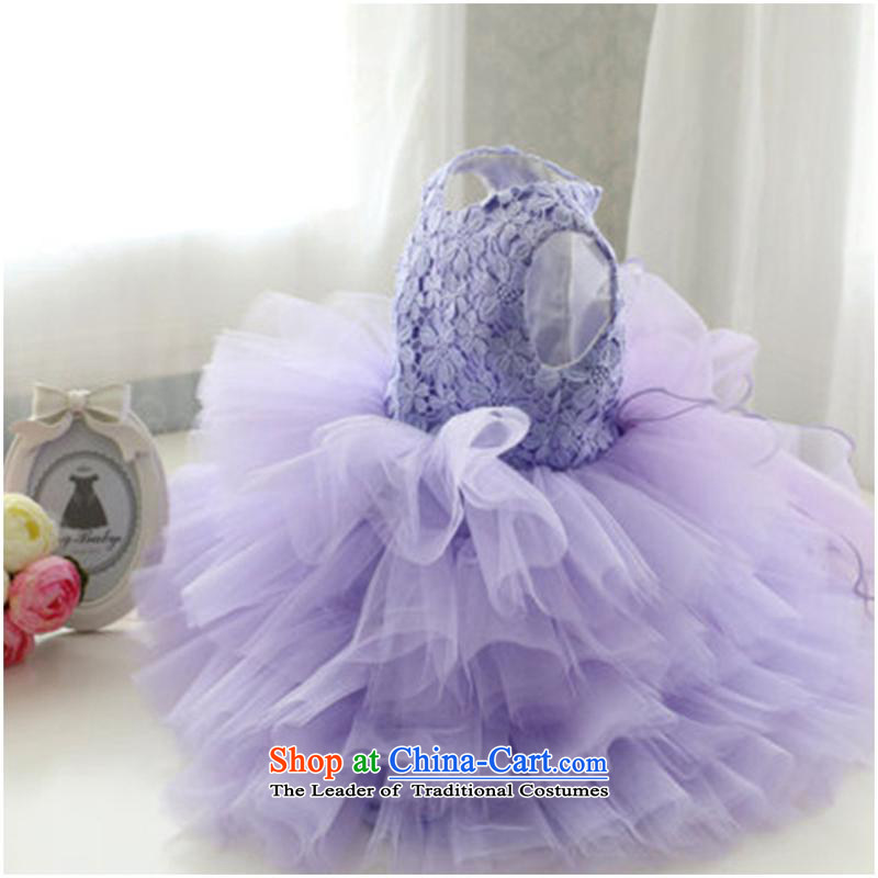 Foreign trade by 2015 Korea version autumn_ children's wear girls dresses bow tie flowers princess skirt dress skirt?G3?110cm, Purple