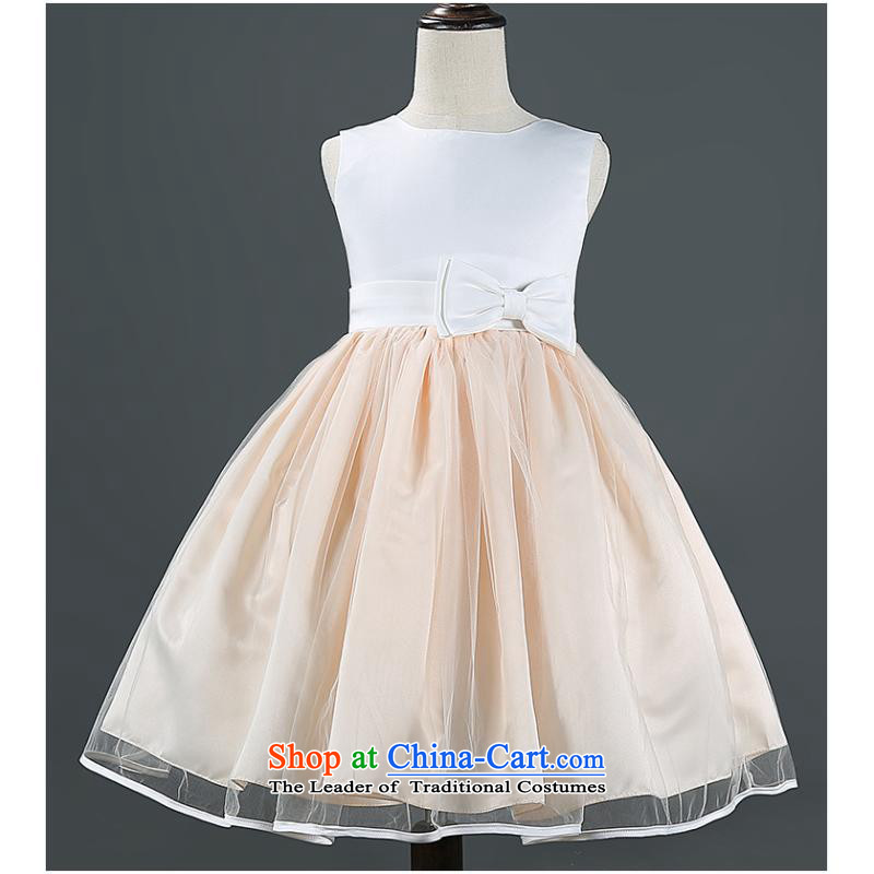 The Korean version of the autumn of 2015, the girl child and of children's wear dresses Foreign Trade Bow Tie Flower Girls dress girls skirt Yellow?130cm
