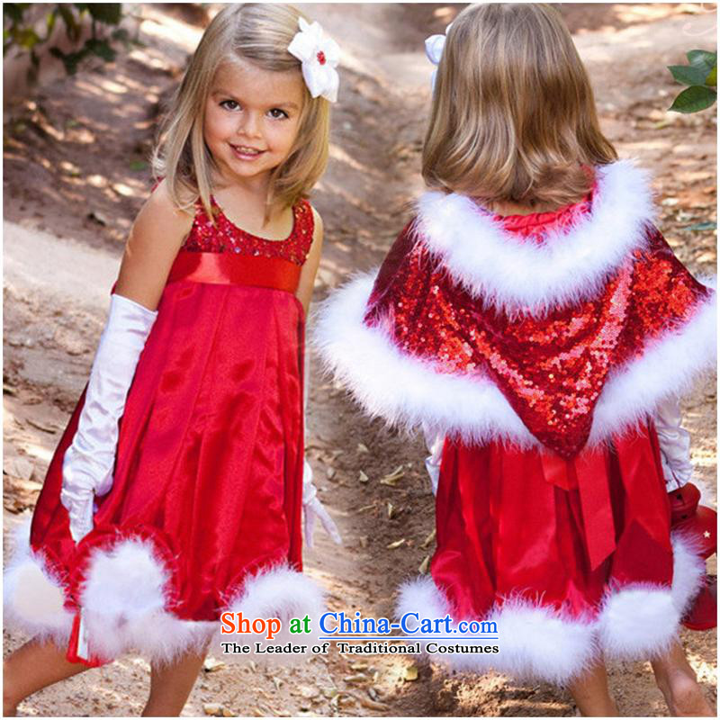 2015 European Christmas girls on New Year chip shawl dresses princess bon bon dress child skirt A200 skirts + 5 90cm-130cm/1 shawl hand, and involved (rvie.) , , , shopping on the Internet