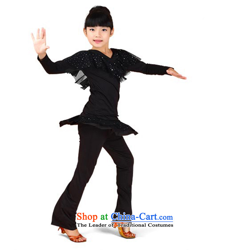 Adjustable leather case package children Latin dance wearing girls exercise clothing thick Shao Er Latin dance service kit autumn spring loaded long-sleeved lint-free 4-leather case package has been pressed 160cm, shopping on the Internet