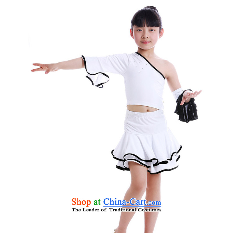 Adjustable leather case package child maids Latin dance wearing children will show services practice suits dance skirt kit yellow leather-package has been pressed 160cm, shopping on the Internet