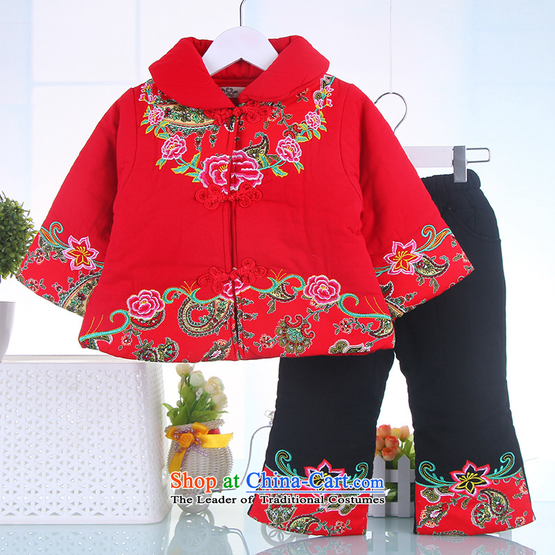 Winter clothing Tang dynasty girls baby clothes thick 0-1-2-3 cotton year-old baby package point of 120 red and shopping on the Internet has been pressed.