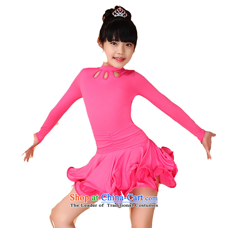 Adjustable leather case package Latin dance wearing Girls fall new children's latin long-sleeved Latin dance exercise clothing Latin dance skirt black leather adjustable package has been pressed 160cm, shopping on the Internet