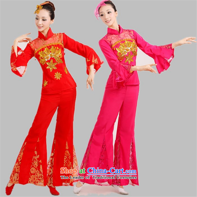 The national costumes dance yangko theatrical performances services serving the fan dance drum square Race suits the red XXXXL made