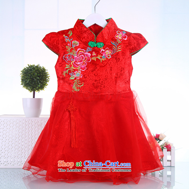 The fall in girls winter coat Tang Dynasty Chinese red spring and autumn years baby princess children's wear skirts dress qipao pink 110 children and small Dodo xiaotuduoduo) , , , shopping on the Internet