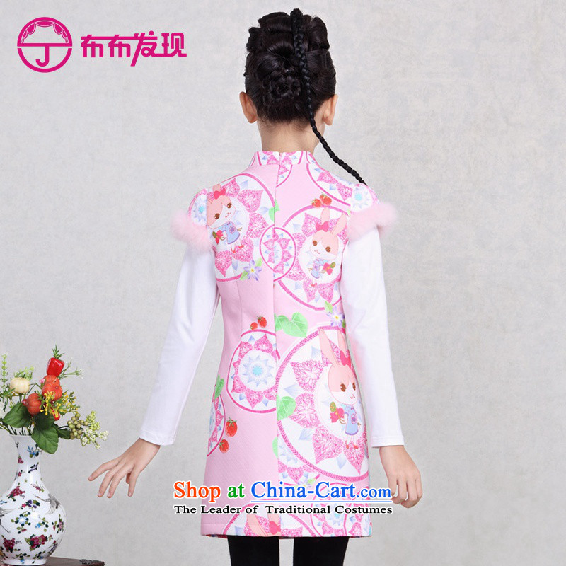 The Burkina found 2015 children's wear girls qipao cheongsam dress child CUHK short-sleeved Tang dynasty China wind cotton waffle) folder for autumn and winter new product codes, 160 34505538 pink, discovery (JOY DISCOVERY shopping on the Internet has bee