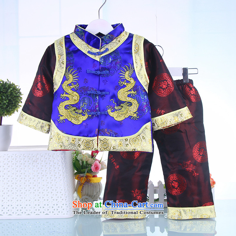 The autumn and winter new Tang Dynasty Package children infant boys and girls are packaged baby birthday dress Tang dynasty age two kits of point 90, blue and shopping on the Internet has been pressed.