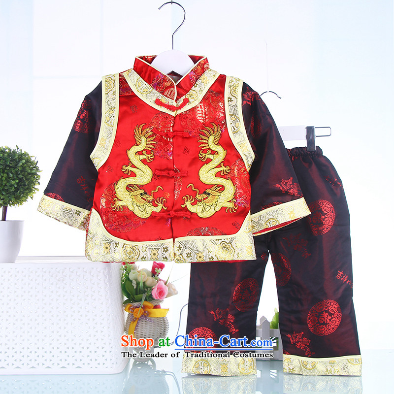 The autumn and winter new Tang Dynasty Package children infant boys and girls are packaged baby birthday dress Tang dynasty age two kits of point 90, blue and shopping on the Internet has been pressed.