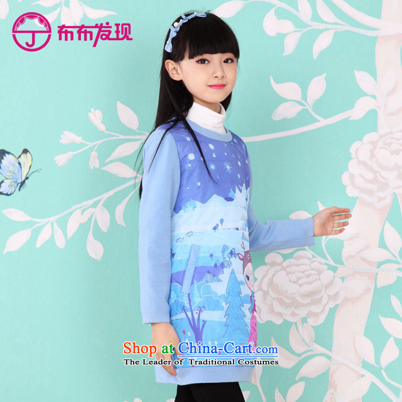 The Burkina found 2015 children's wear girls qipao cheongsam dress child CUHK short-sleeved Tang dynasty China wind-thick cotton, dresses folder will light blue 160 yards, 34509227, discovery (JOY DISCOVERY shopping on the Internet has been pressed.)