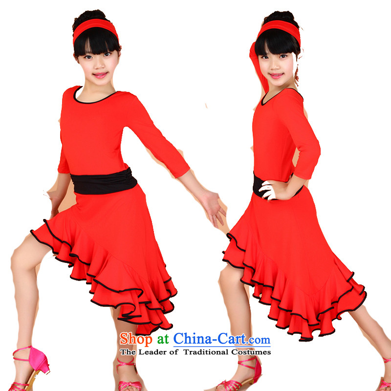 Adjustable leather case package for children with long-sleeved Latin dance costumes children dance skirt practitioners charge by red black 160cm, adjustable leather case package has been pressed shopping on the Internet