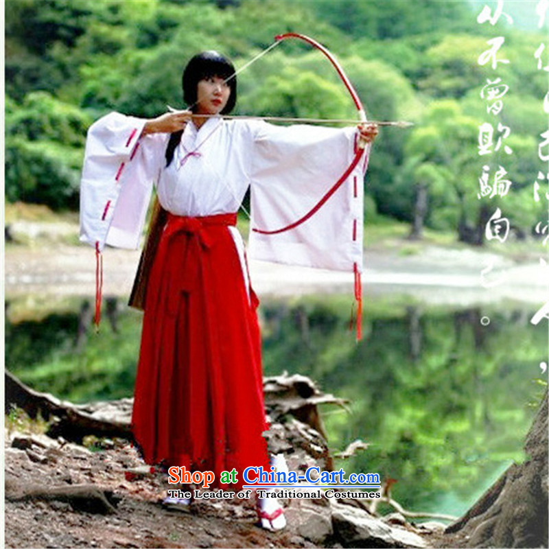 Cosplay costumes inuyasha platyodis cos female shaman services with the wig puppeteers clothes props spot female shaman Services + wooden sandals + SOCKS L