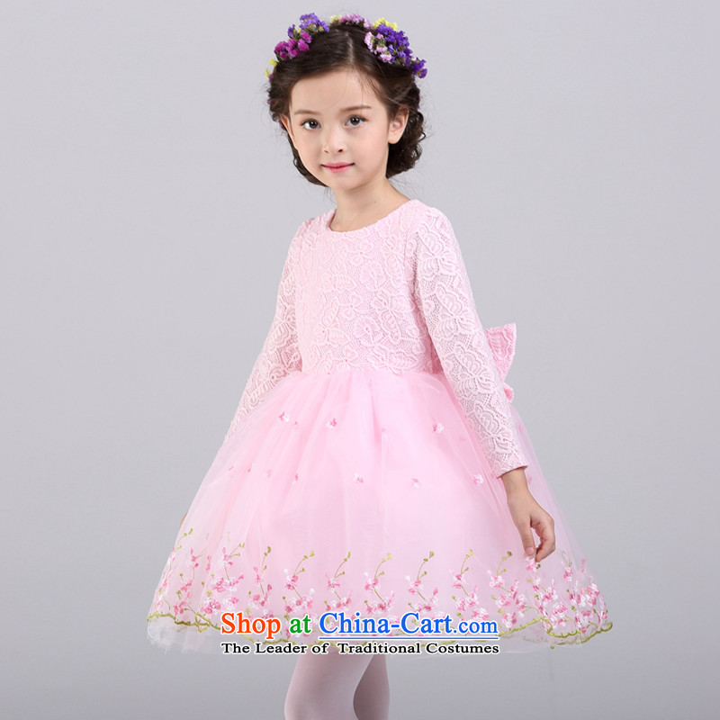 The spirit of children's wear birds 2015 Fall/Winter Collections girls dresses long-sleeved lace small girls aged 6-8 Princess skirts LQ15130 lace dress skirt white 150, Spirit Waxwing (quick spadger) , , , shopping on the Internet