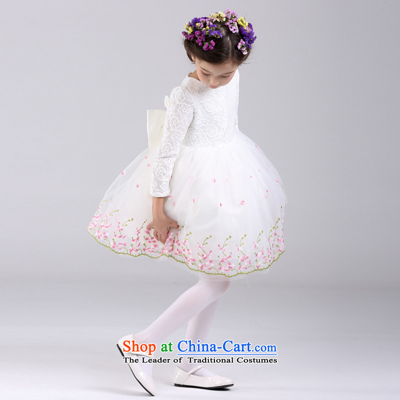 The spirit of children's wear birds 2015 Fall/Winter Collections girls dresses long-sleeved lace small girls aged 6-8 Princess skirts LQ15130 lace dress skirt white 150, Spirit Waxwing (quick spadger) , , , shopping on the Internet