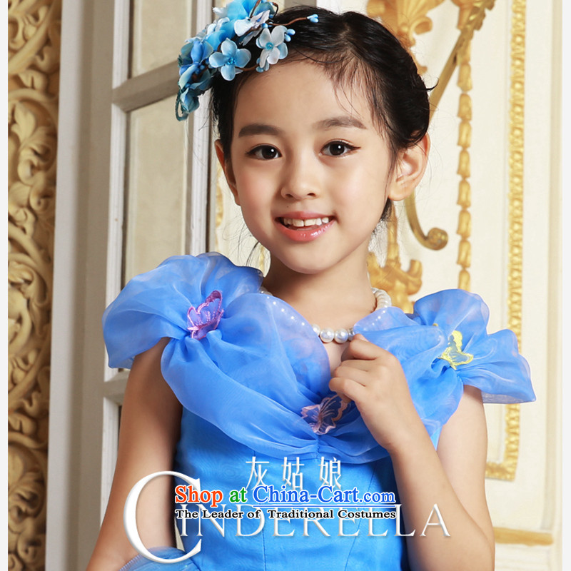 Bathing in the staff of the estate children the same Cinderella Princess skirt girls dress autumn replacing Flower Girls wedding dresses, 223 will also sent the necklace was blue 140cm, warmly welcomes estate shopping on the Internet has been pressed.