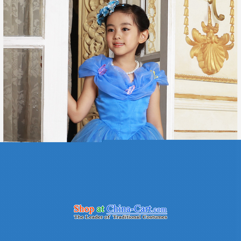 Bathing in the staff of the estate children the same Cinderella Princess skirt girls dress autumn replacing Flower Girls wedding dresses, 223 will also sent the necklace was blue 140cm, warmly welcomes estate shopping on the Internet has been pressed.