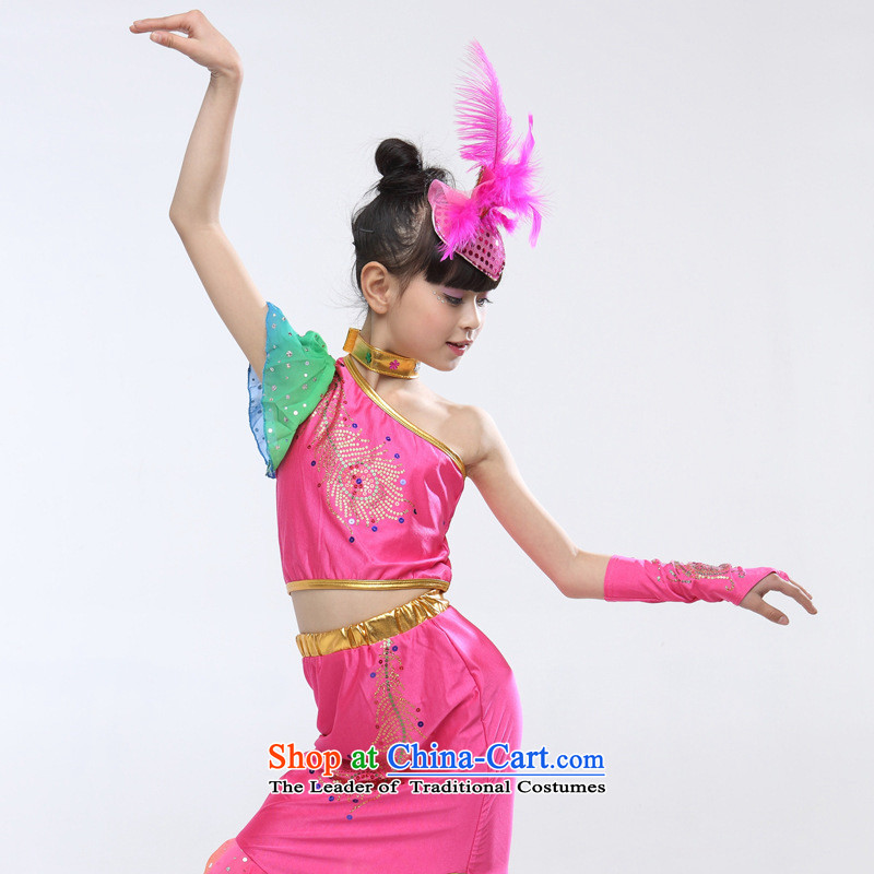 Children costumes girls of early childhood care less Dai nationality dance dance skirt peacock dance performances of dance services red crowsfoot 150cm
