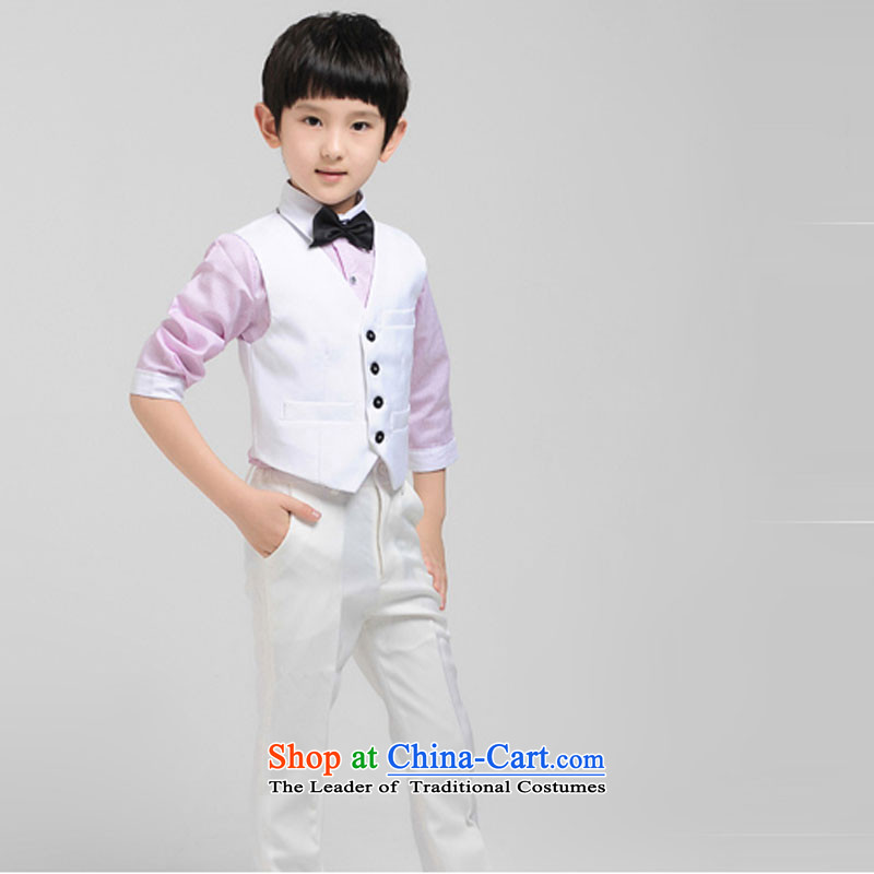 Children's Dress Shirt Boy, a kit with wedding flower girl children's wear suit small piano performance out of the autumn and winter clothing white vest the pink shirt 150cm