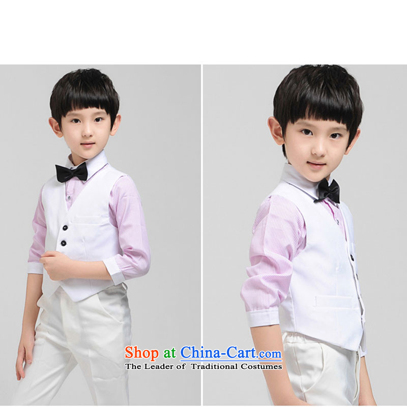 Children's Dress Shirt Boy, a kit with wedding flower girl children's wear suit small piano performance out of the autumn and winter clothing white vest the pink shirt 150cm, adjustable leather case package has been pressed shopping on the Internet