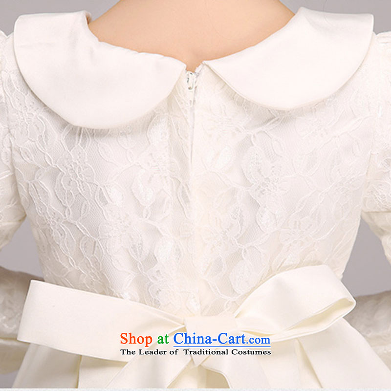 Children's wedding dress Cinderella Snow White Dress girls Flower Girls show up services of autumn and winter long sleeved shirt with white leather-package has been pressed 140cm, shopping on the Internet