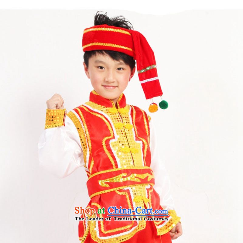 The Hmong minority costumes children boy wearing cucurbit theatrical performances clothing Dai dance 160cm, yellow leather and service package has been pressed shopping on the Internet