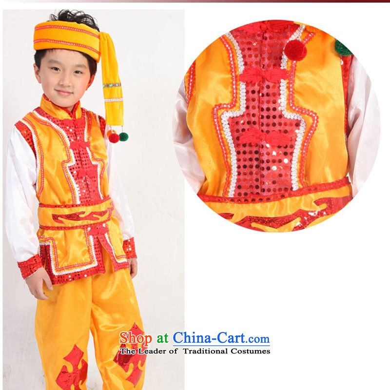 The Hmong minority costumes children boy wearing cucurbit theatrical performances clothing Dai dance 160cm, yellow leather and service package has been pressed shopping on the Internet
