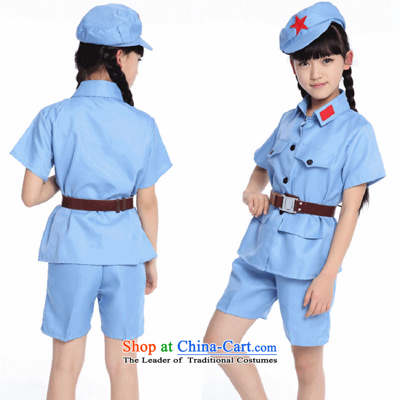 The red guards of the revolution in military uniforms short-sleeved clothing children Red Army for the liberation of the Cultural Revolution costumes Dress Photography 150cm, green leather package has been pressed to online shopping
