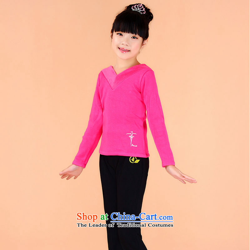 Children Dance clothing exercise clothing girls autumn spring Dance Dance clothes early childhood services plus lint-free Thick Yellow double-V-Neck plus lint-free kit adjustable leather case package has been pressed 140cm, shopping on the Internet