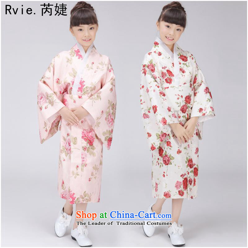 Traditional Japanese girl children are kimonos long robes bathrobes stage performances showing the new pieces of garments dance 140cm, blue with Dell Online shopping has been pressed.