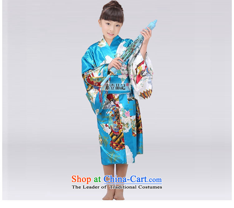 Traditional Japanese girl children are kimonos long robes bathrobes stage performances showing the dance wearing blue color pictures, prices of 140 Ding, brand platters! The elections are supplied in the national character of distribution, so action, buy now enjoy more preferential! As soon as possible.