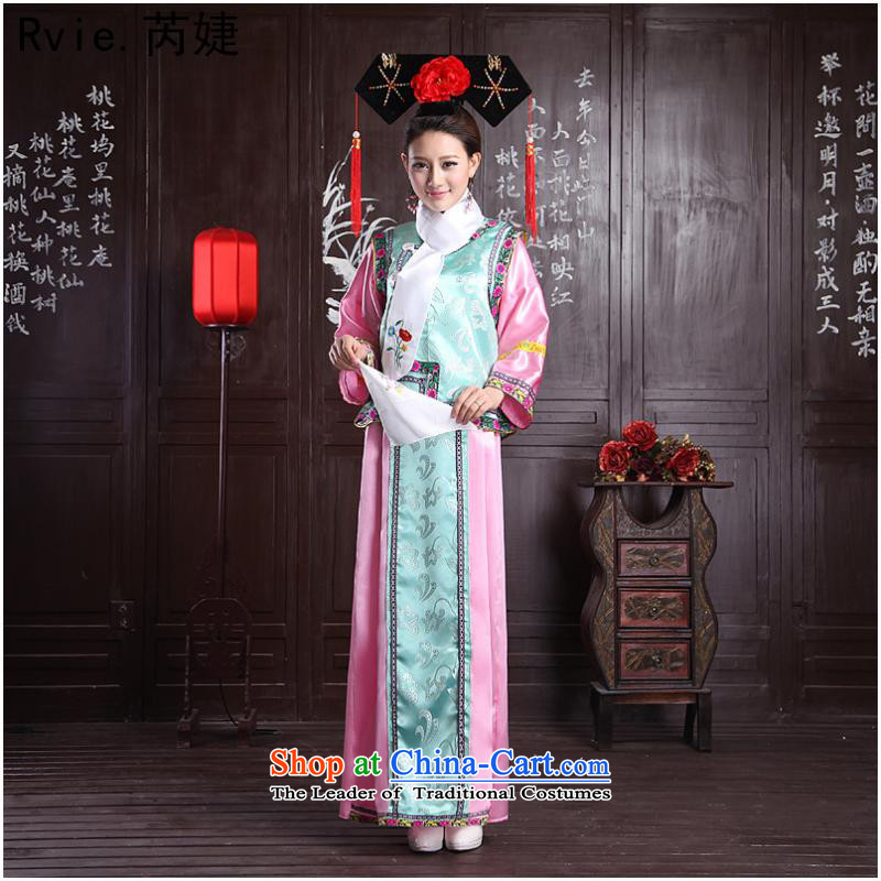 The Qing dynasty Princess Returning Pearl gungnyeo load flag clothing costume service performance stage costumes giggling Martins clothing hat with light green vest powders are code, with Dell Online shopping has been pressed.