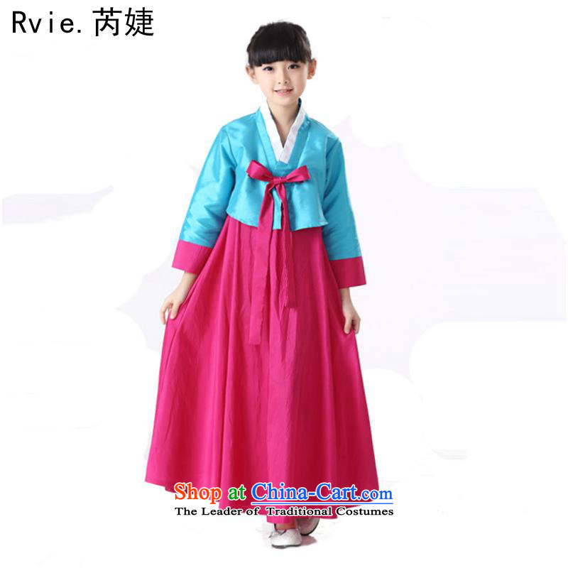The new little girl children Korean traditional Korean Hanbok minority stage dance performances for clothing under the blue of the Red 120cm, and Jie (rvie.) , , , shopping on the Internet