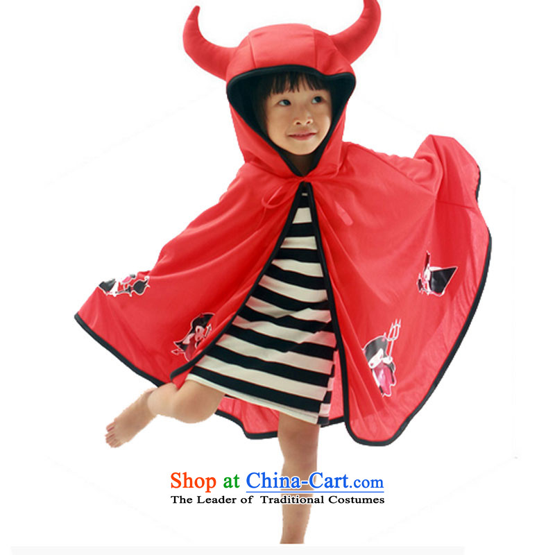 Halloween decorating props children's clothing horns demon cloak Dracula mantle girls demon black pumpkin not with fork 78 cm suitable for children over the age of 2, leather case package has been pressed shopping on the Internet